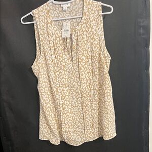 J. Crew Beige and White Sleeveless Blouse